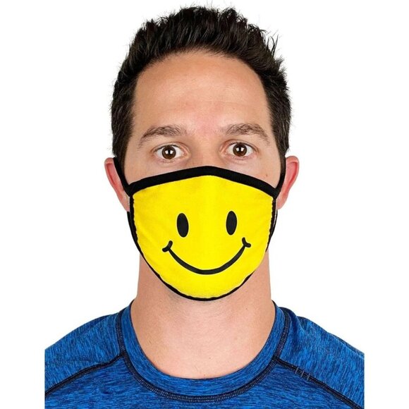 NEW IN BAG Tipsy Elves Smiley Cloth Yellow Face Mask - Picture 1 of 4